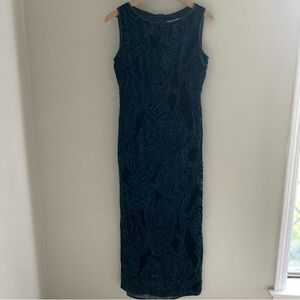 VINTAGE Dark green velvet maxi dress with‎ scoop neck back size 6